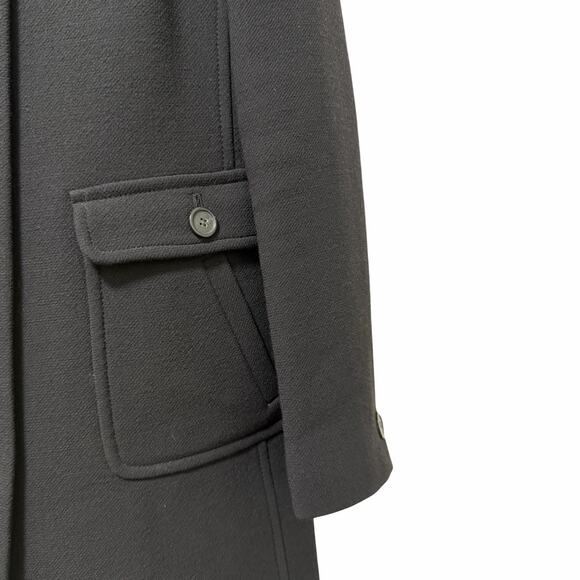 J Crew Womens Wool Blend Button Long Coat Size 4 Black Heavy Winter Peacoat - Picture 9 of 11